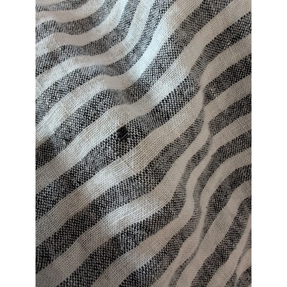 Brooklinen 100%  Linen Fitted Sheet Queen neutral gray striped + 1 case Portugal